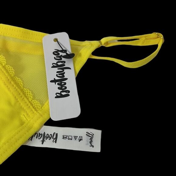 NWT BootayBag Yellow Partial Lace Thong Underwear - Small - Picture 2 of 4
